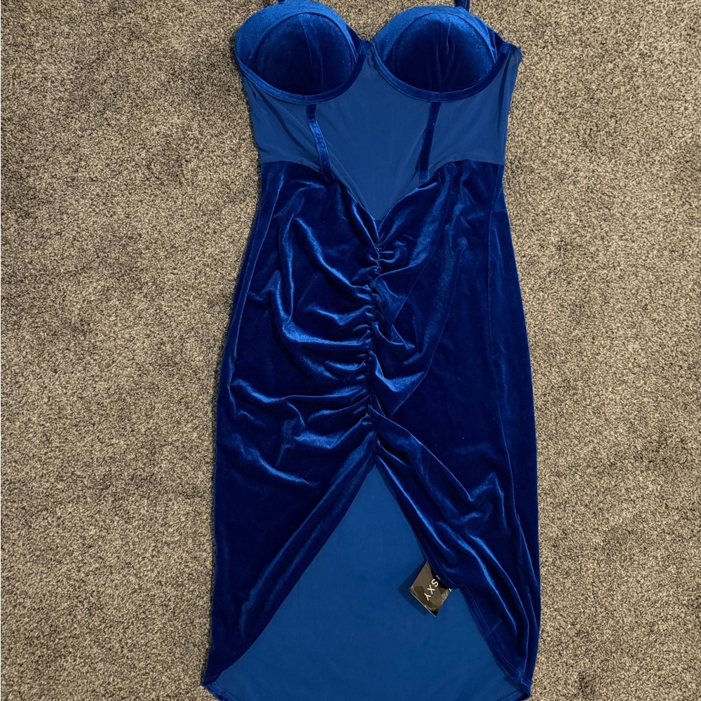 NWT Royal Blue Velvet High Low Dress